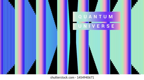 Quantum computing Technology for neural network, machine and deep learning. Artificial intelligence algorithms infographic for business, science presentations in vaporwave/ synthwave style.