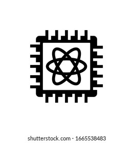 Quantum computing vector icon in black solid flat design icon isolated on white background