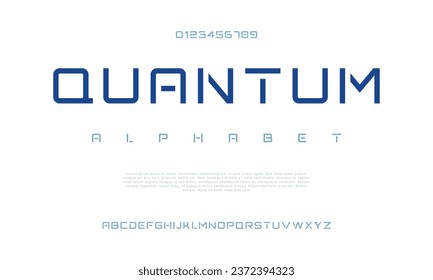 Quantum creative modern urban alphabet font. Digital abstract moslem, futuristic, fashion, sport, minimal technology typography. Simple numeric vector illustration