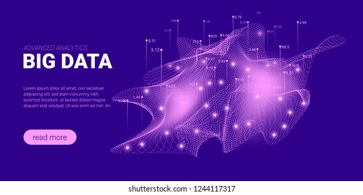 Quantum Cryptography Concept. Big Data Sorting. Futuristic Technology Background. Signal Cryptography Infographic Illustration. Landing Page Design with Science Innovation, Artificial Intelligence.