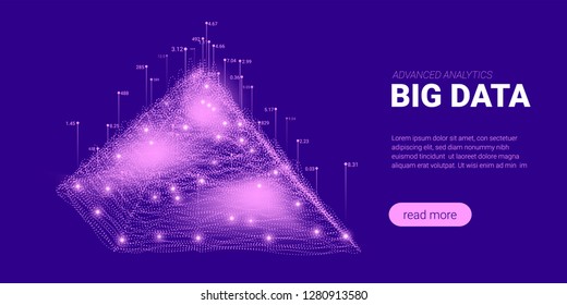 Quantum Cryptography Concept. Big Data Sorting. Futuristic Technology Background. Signal Cryptography Infographic Illustration. Landing Page Design with Science Innovation, Artificial Intelligence.