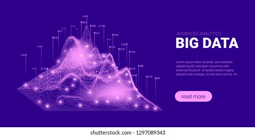 Quantum Cryptography Concept. Big Data Sorting. Futuristic Technology Background. Signal Cryptography Infographic Illustration. Landing Page Design with Science Innovation, Artificial Intelligence.