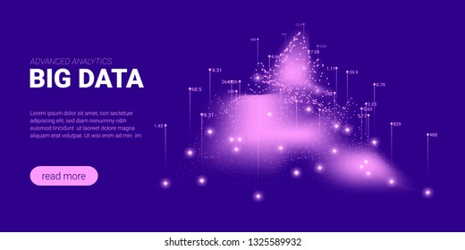 Quantum Cryptography Concept. Big Data Sorting. Futuristic Technology Background. Signal Cryptography Infographic Illustration. Landing Page Design with Science Innovation, Artificial Intelligence.