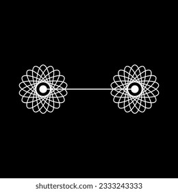 Quantum entanglement icon. Two entangled particles. Vector Illustration