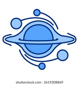 Quantum Entropy icon represented by black hole Blue style.