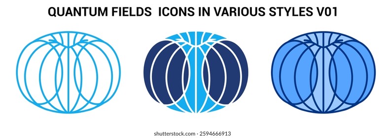 Quantum Fields icon represented by Quantum Fields symbol Blue, Dualline, Dualtone style.