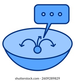 Quantum Fluctuation icon represented by moving particles motion Blue style.