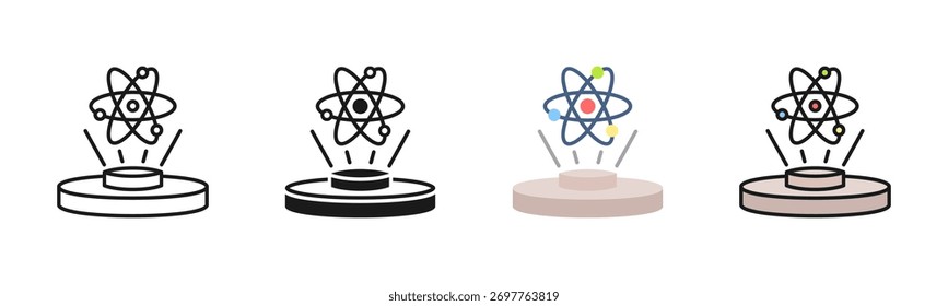 Paquete de iconos de holografía cuántica en múltiples estilos