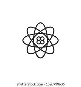 Quantum icon. Electrons and protons vector icon. Science sign. Nuclear symbol. Atom vector illustration style is a flat white iconic symbol for web design, app user interfaces.