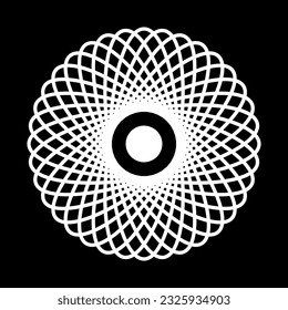 Quantum icon. Representation of atom in quantum theory. Electron cloud model. Vector Illustration