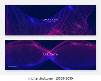 Quantum innovation computer. Digital technology. Artificial intelligence, deep learning and big data concept. Tech visual for software template. Vector quantum innovation computer backdrop.