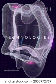 Quantum innovation computer. Digital technology. Artificial intelligence, deep learning and big data concept. Tech visual for cloud template. Partical quantum innovation computer backdrop.