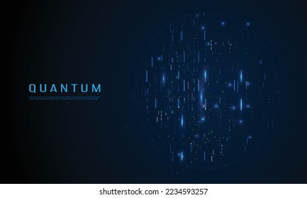 Quantum innovation technology. Artificial intelligence. Digital big data visualization. Quantum computer tech background. Vector illustration 
