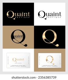 Quantum logo. Q monogram with decorative elements as  infinity.  Identity. Business card.