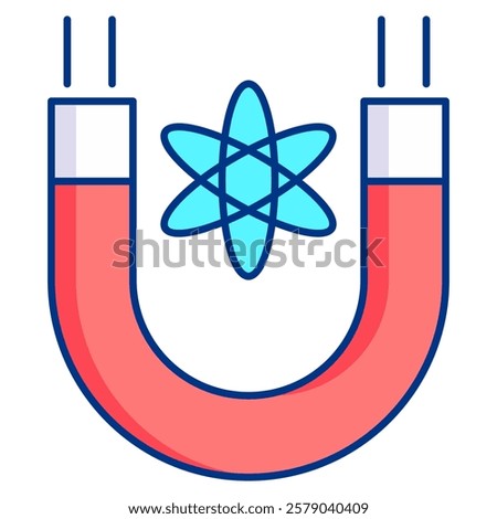 Quantum Magnetism Icon - Lineal Color Style - Quantum Physics Theme