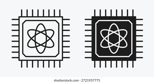 Quanten-Neuralchip-Symbol, das Quanten-Computing, Neuronale Verarbeitung, Hardware für künstliche Intelligenz und fortschrittliche Zukunftstechnologie darstellt.