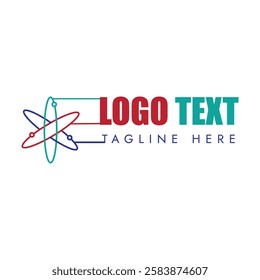 Quantum Physics or Chemistry or Science Logo based on broken particles and graphics vector illustration with dummy text on white background.