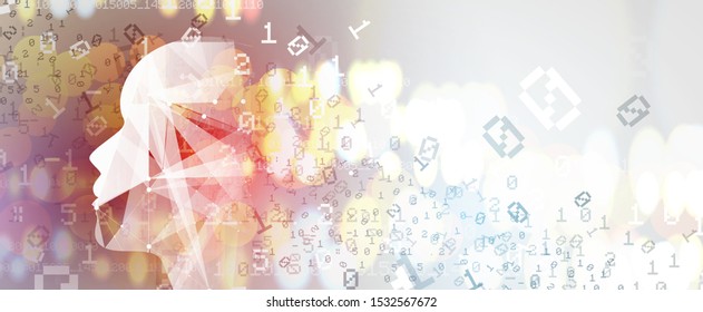 
Quantum processing. Deep learning artificial intelligence. Future new technology  for business or science presentation. Vector background
