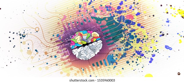 Quantum processing. Deep learning artificial intelligence. Future new technology  for business or science presentation. Vector background