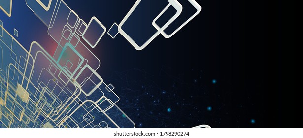Quantum processing. Deep learning artificial intelligence. Future new technology  for business or science presentation. Vector background