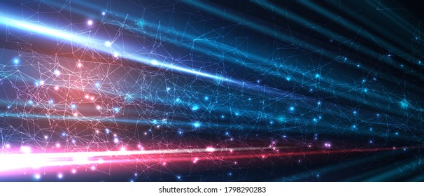 Quantum processing. Deep learning artificial intelligence. Future new technology  for business or science presentation. Vector background - Shutterstock ID 1798290283