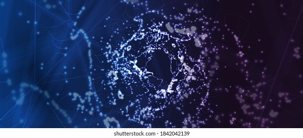 Quantum processing. Deep learning artificial intelligence. Future new technology  for business or science presentation. Vector background