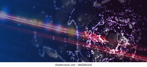 Quantum processing. Deep learning artificial intelligence. Future new technology  for business or science presentation. Vector background
