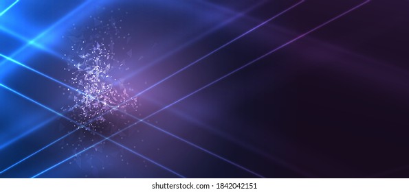 Quantum processing. Deep learning artificial intelligence. Future new technology  for business or science presentation. Vector background