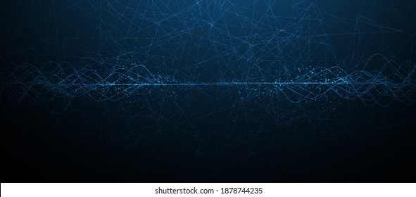 Quantum processing. Deep learning artificial intelligence. Future new technology  for business or science presentation. Vector background