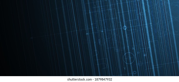 Quantum processing. Deep learning artificial intelligence. Future new technology  for business or science presentation. Vector background
