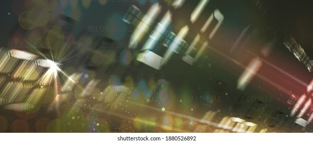 Quantum processing. Deep learning artificial intelligence. Future new technology  for business or science presentation. Vector background