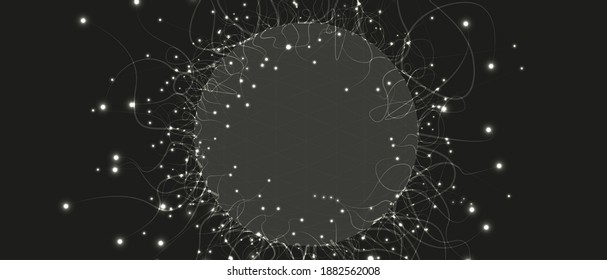 Quantum processing. Deep learning artificial intelligence. Future new technology  for business or science presentation. Vector background