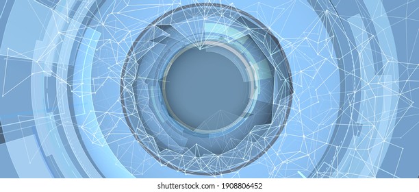 Quantum processing. Deep learning artificial intelligence. Future new technology  for business or science presentation. Vector background