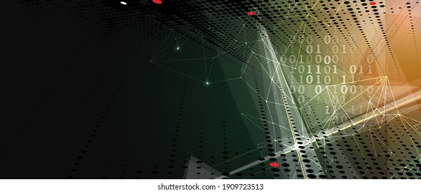 Quantum processing. Deep learning artificial intelligence. Future new technology  for business or science presentation. Vector background