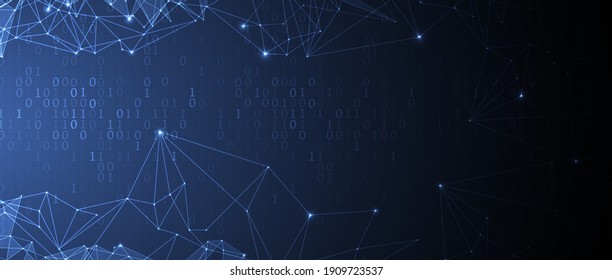 Quantum processing. Deep learning artificial intelligence. Future new technology  for business or science presentation. Vector background