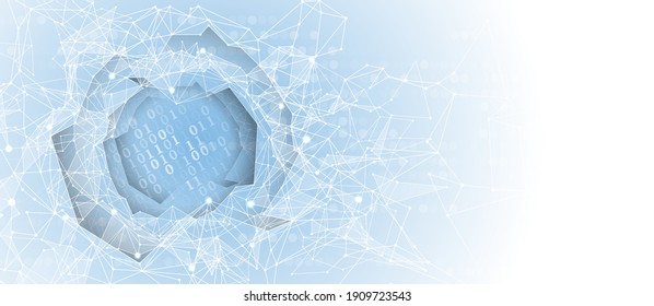 Quantum processing. Deep learning artificial intelligence. Future new technology  for business or science presentation. Vector background