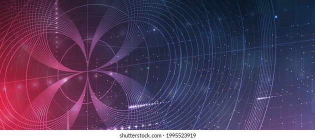 Quantum processing. Deep learning artificial intelligence. Future new technology  for business or science presentation. Data science  background