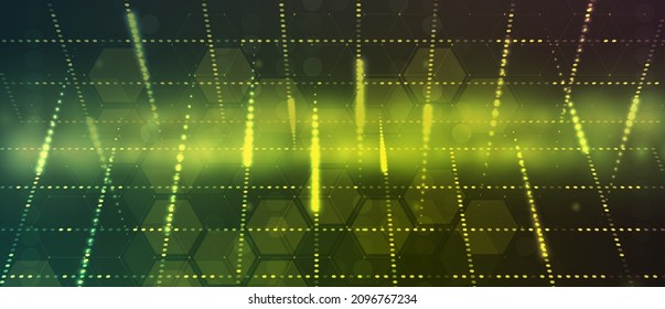 Quantum processing. Deep learning artificial intelligence. Future new technology  for business or science presentation. Vector background