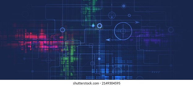 Quantum processing. Deep learning artificial intelligence. Future new technology  for business or science presentation