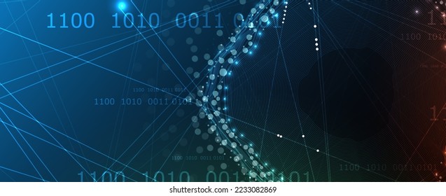 Quantum processing. Deep learning artificial intelligence. Future new technology  for business or science presentation