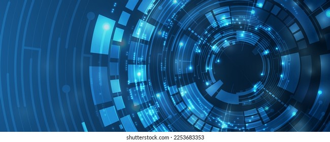 Quantum processing. Deep learning artificial intelligence. Future new technology  for business or science presentation. Vector background