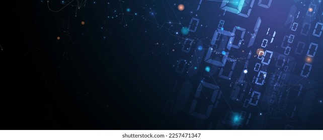 Quantum processing. Deep learning artificial intelligence. Future new technology  for business or science presentation