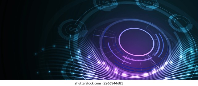 Quantum processing. Deep learning artificial intelligence. Future new technology  for business or science presentation. Vector background