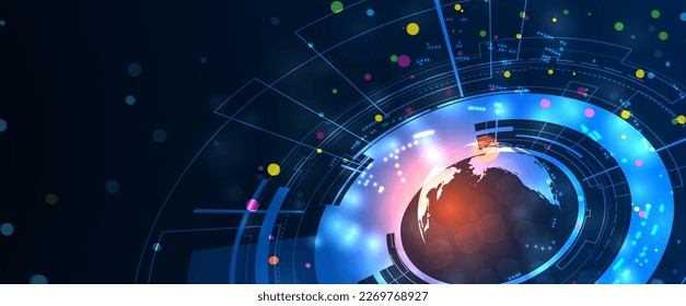 Quantum processing. Deep learning artificial intelligence. Future new technology  for business or science presentation
