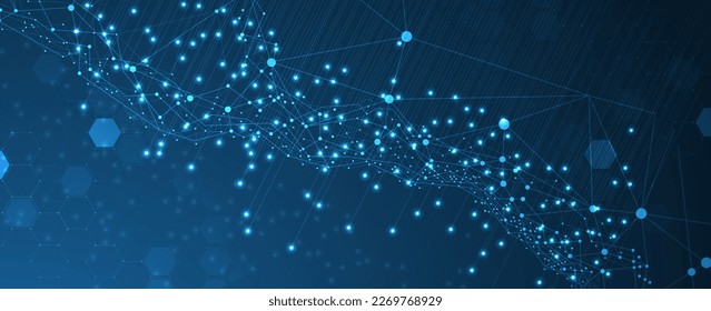 Quantum processing. Deep learning artificial intelligence. Future new technology  for business or science presentation