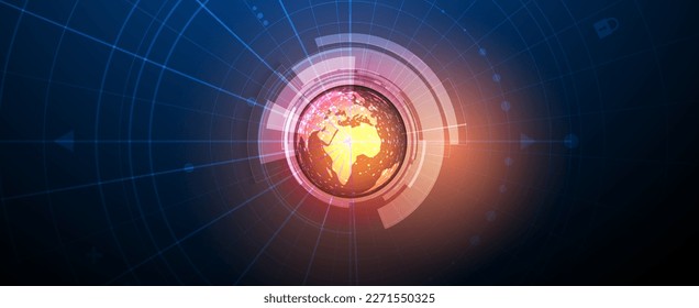 Quantum processing. Deep learning artificial intelligence. Future new technology  for business or science presentation. Vector background