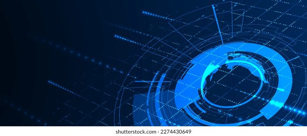 Quantum processing. Deep learning artificial intelligence. Future new technology  for business or science presentation. Vector background
