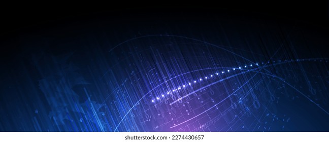 Quantum processing. Deep learning artificial intelligence. Future new technology  for business or science presentation. Vector background