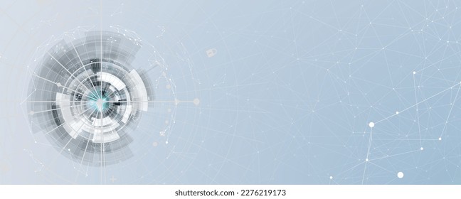 Quantum processing. Deep learning artificial intelligence. Future new technology  for business or science presentation. Vector background