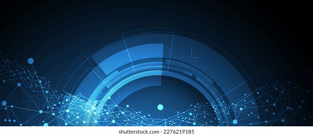 Quantum processing. Deep learning artificial intelligence. Future new technology  for business or science presentation. Vector background